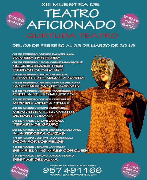 XIII MUESTRA DE TEATRO AFICIONADO -  DEL 8 DE FEBRERO AL 23 MARZO (Venta de entradas exclusivamente en taquilla)